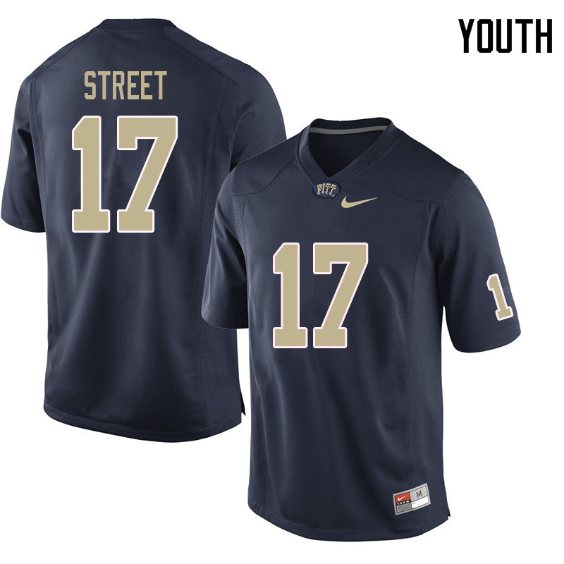 Youth #17 Darian Street Pittsburgh Panthers College Football Jerseys Sale-Navy